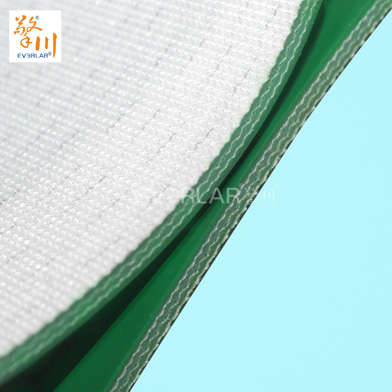 綠色PVC輸送帶加導(dǎo)條鋼扣防滑食品加工行業(yè)生產(chǎn)線皮帶定制