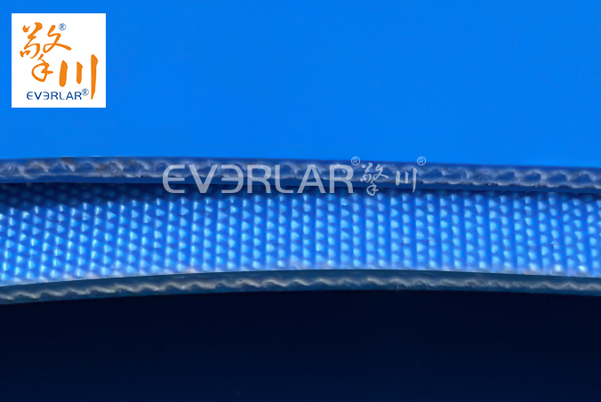 PU輸送帶加擋板導(dǎo)條耐磨防滑藍(lán)色食品級自動化流水線傳送帶定制