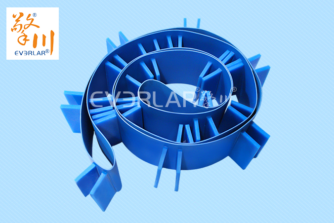 藍(lán)色PU輸送帶加擋板耐腐蝕食品級海鮮分揀機(jī)專配傳輸帶廠家定制