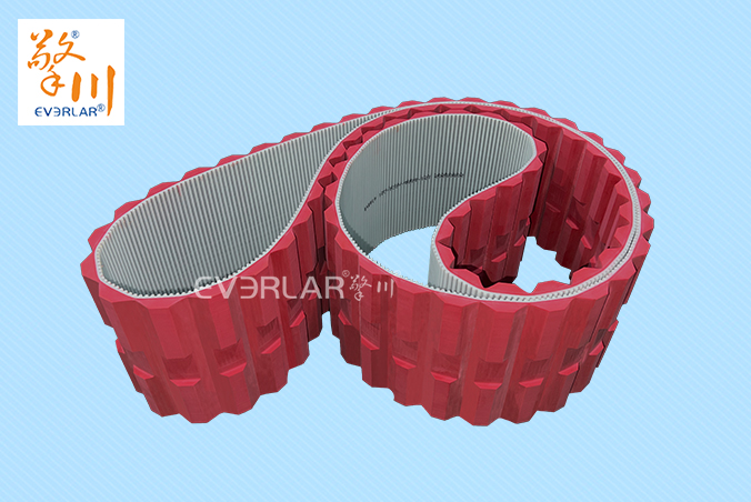 擎川定制PU同步帶加紅膠開槽精準傳動食品包裝生產(chǎn)線聚氨酯傳動帶