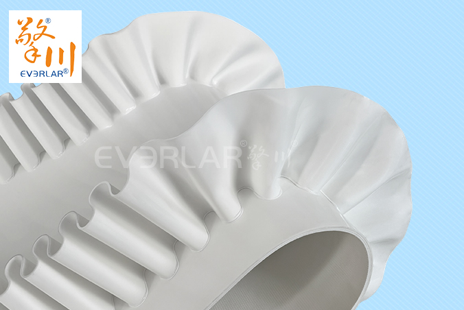 白色PVC輸送帶加擋板裙邊耐磨防側(cè)漏食品包裝機(jī)提升機(jī)輸送流水線皮帶