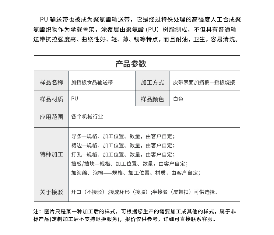 食品帶加無座擋塊 食品帶加無座擋塊