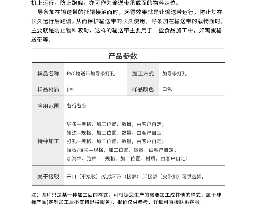 PVC食品輸送帶打孔 PVC食品輸送帶打孔